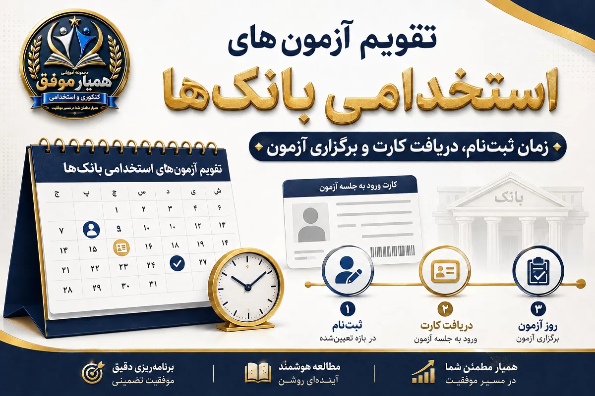 تقویم آزمون‌های استخدامی بانک‌ها و زمان ثبت‌نام و برگزاری آزمون