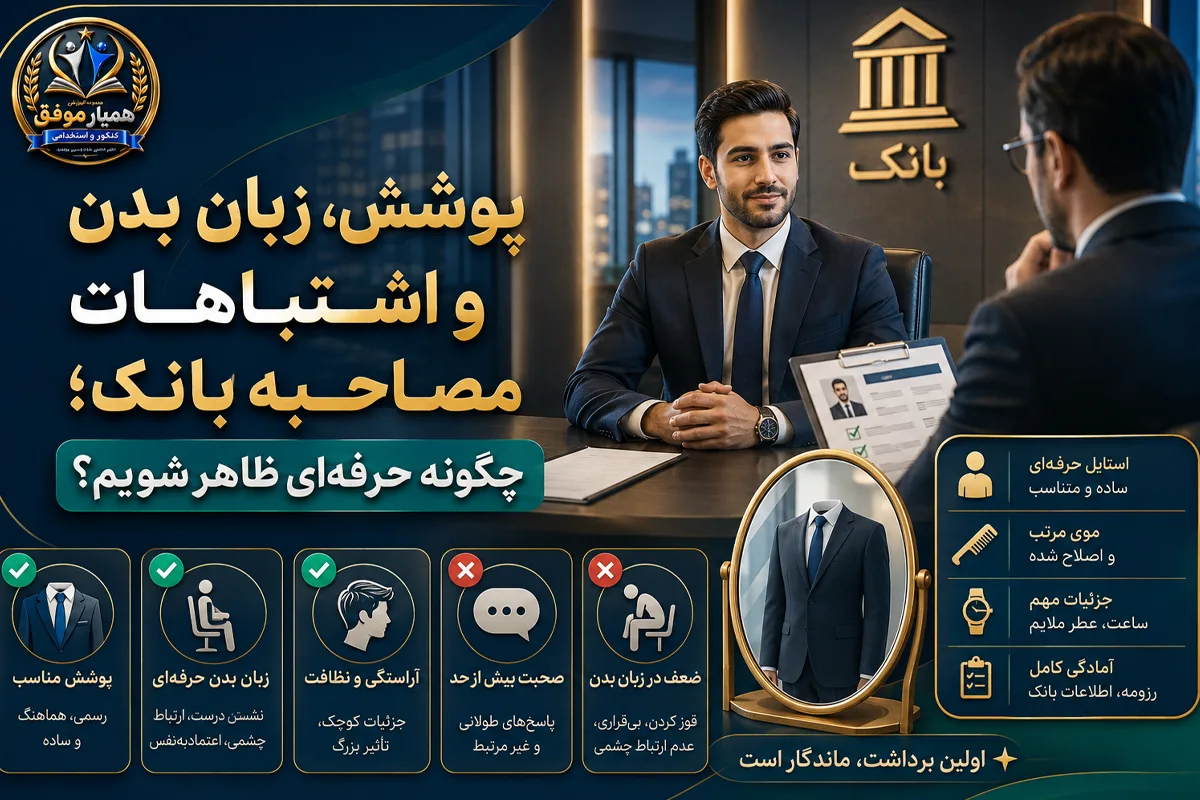 پوشش و زبان بدن مناسب در مصاحبه استخدامی بانک و اشتباهات رایج داوطلبان