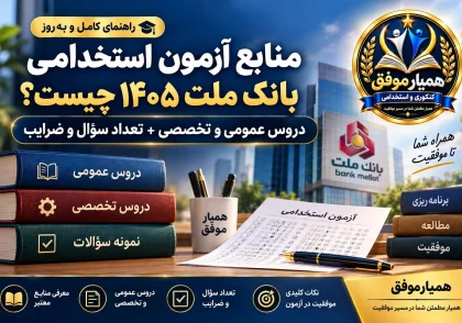 تصویر شاخص مقاله منابع آزمون استخدامی بانک ملت ۱۴۰۵ شامل دروس عمومی و تخصصی، تعداد سؤال و ضرایب