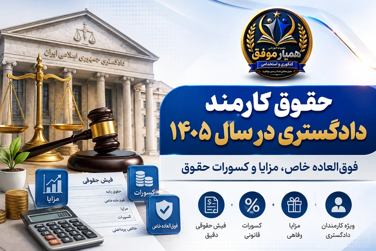 تصویر شاخص مقاله حقوق کارمند دادگستری در سال ۱۴۰۵ همراه با بررسی فوقالعاده خاص، مزایا و کسورات حقوق