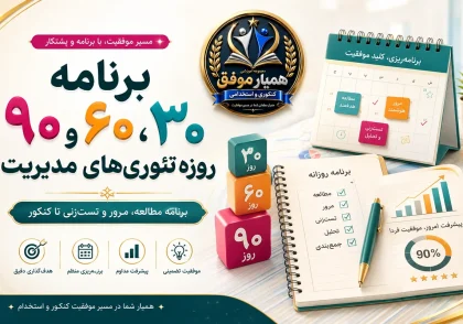برنامه ۳۰، ۶۰ و ۹۰ روزه مطالعه، مرور و تست‌زنی تئوری‌های مدیریت تا کنکور