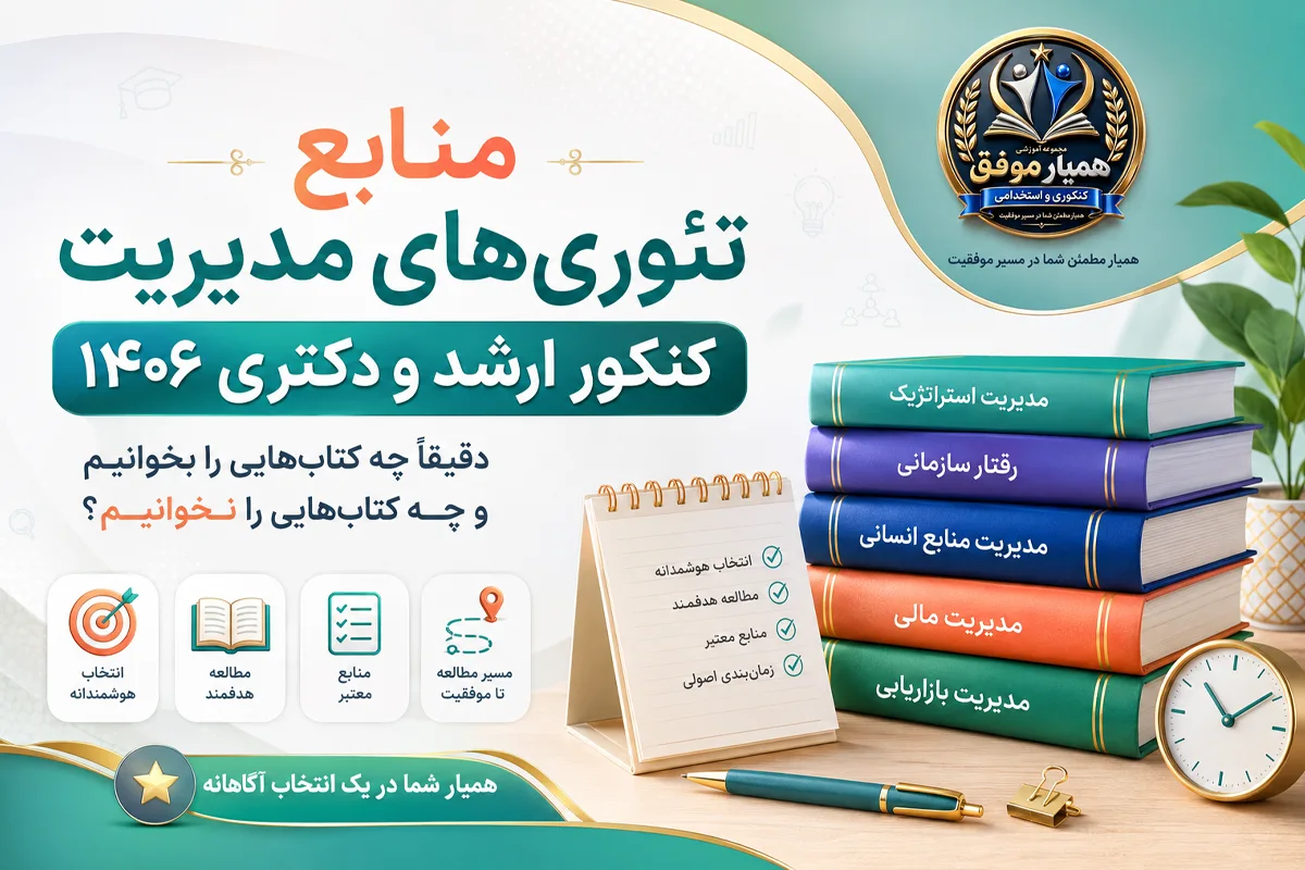 منابع تئوری‌های مدیریت کنکور ارشد و دکتری ۱۴۰۶ و معرفی کتاب‌های مهم برای مطالعه