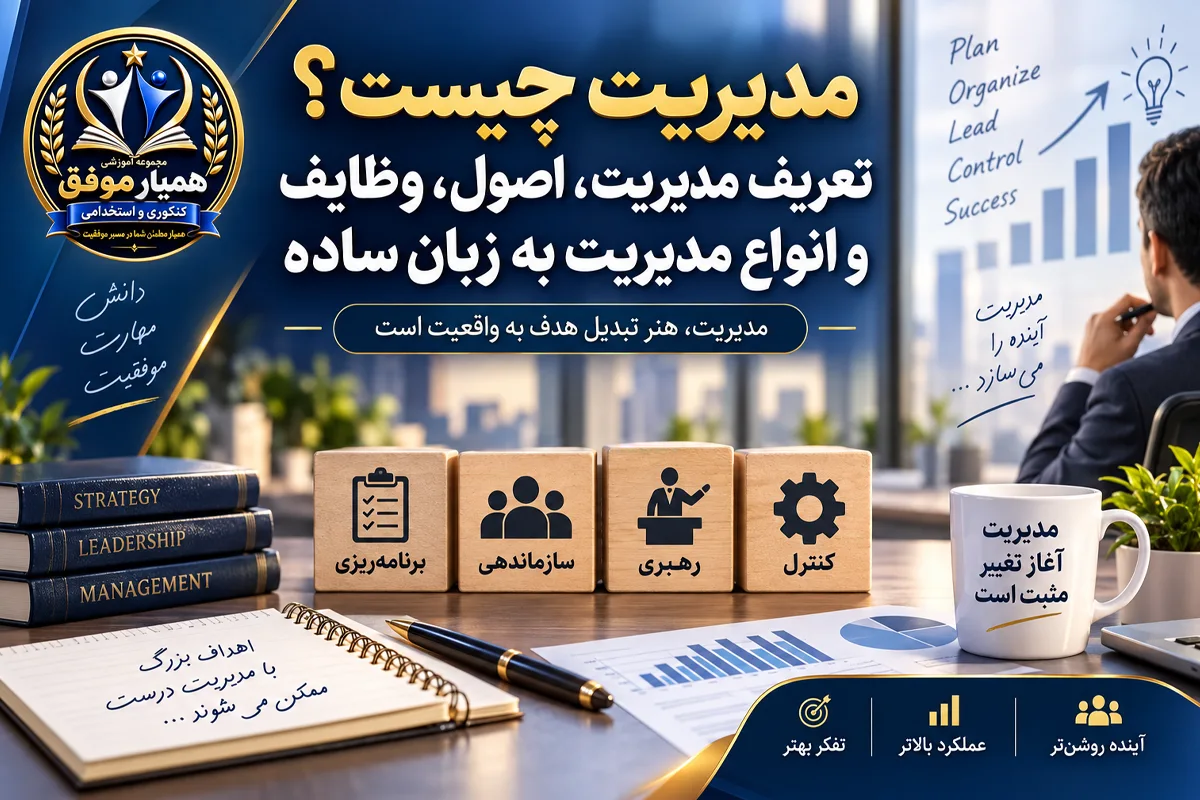 تصویر شاخص مقاله مدیریت چیست همراه با تعریف مدیریت، اصول، وظایف و انواع مدیریت